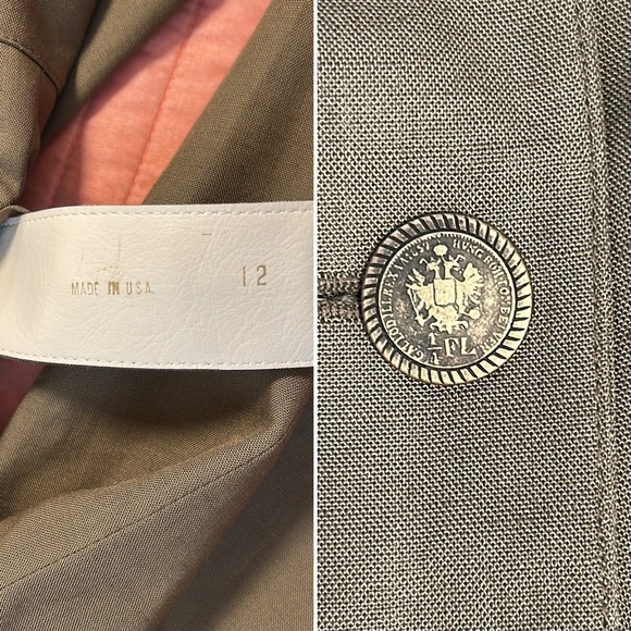 Jones New York Collarless Belted Blazer Jacket Army Green Military size 12 - Picture 15 of 16